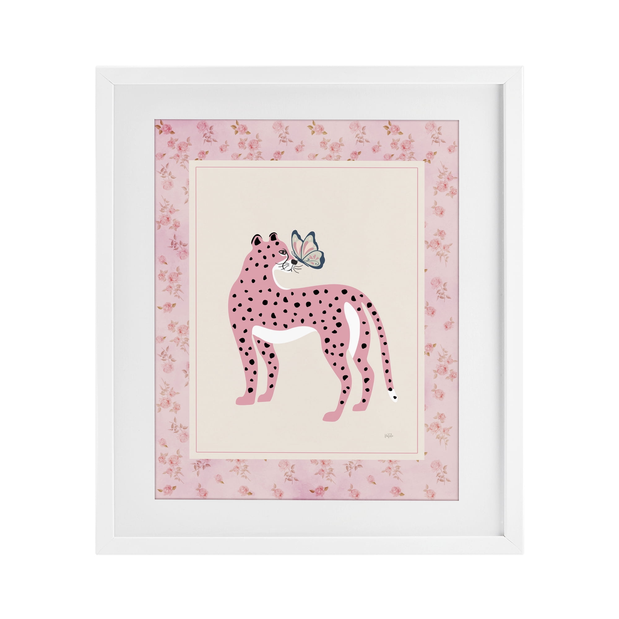 Stupell Industries Cheetah & Butterfly Friendship White Framed Print Under Glass, design by Natalie Carpentieri