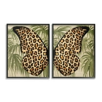 Stupell Industries Cheetah Butterfly Wings Animals & Insects Painting Black Framed Art Print Wall Art, 11 x 14, Set of 2