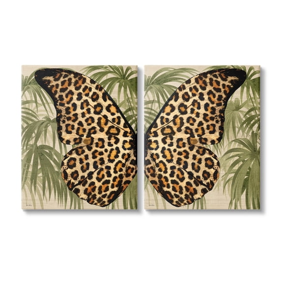 Stupell Industries Cheetah Butterfly Wings Animals & Insects Painting Gallery Wrapped Canvas Art Print Wall Art, 16 x 20, Set of 2