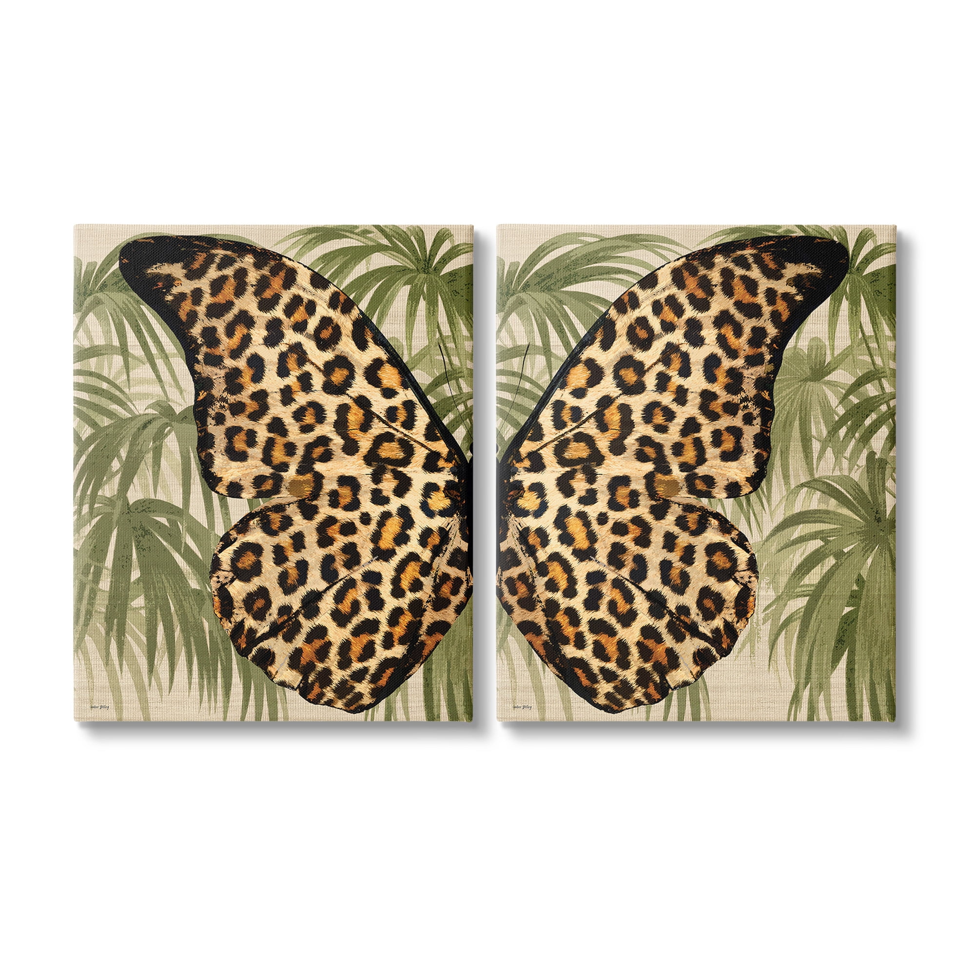 Stupell Industries Cheetah Butterfly Wings Animals & Insects Painting Gallery Wrapped Canvas Art Print Wall Art, 24 x 30, Set of 2