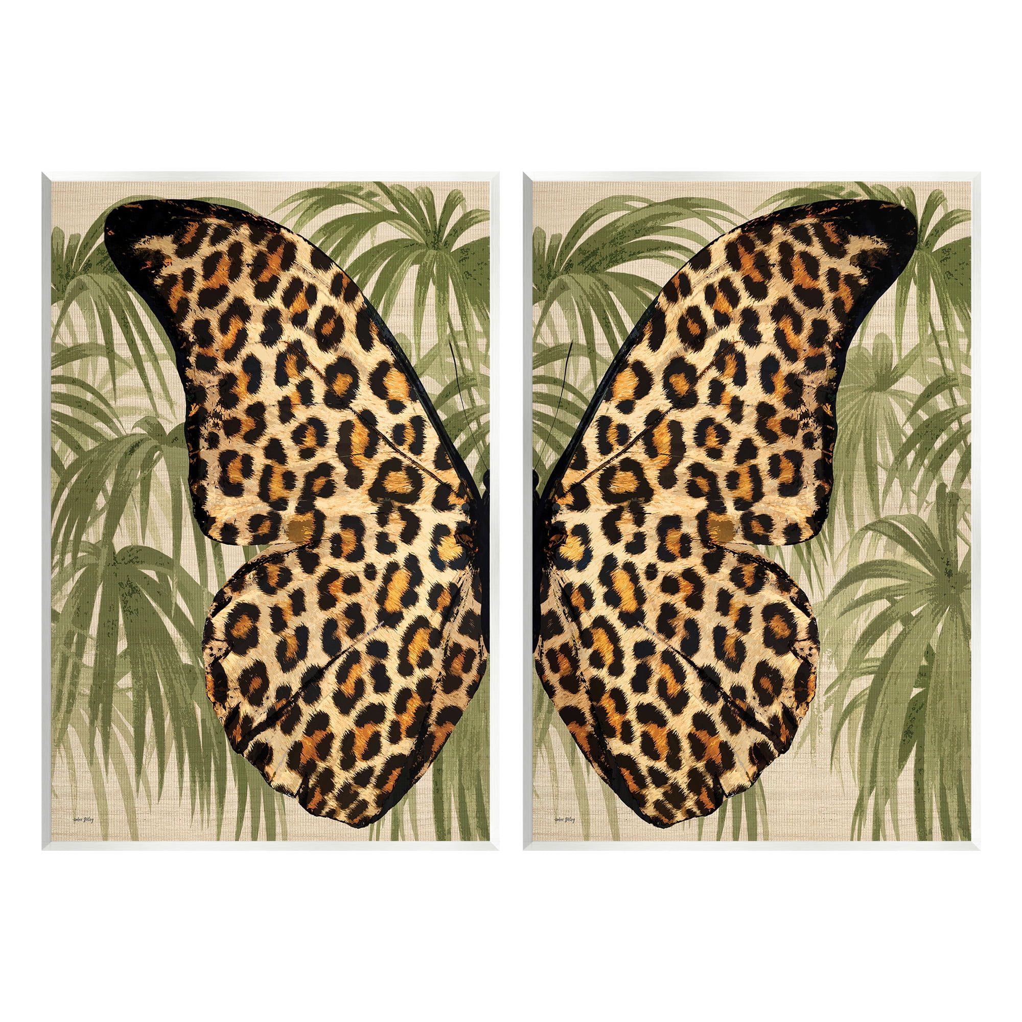 Stupell Industries Cheetah Butterfly Wings Animals & Insects Painting Unframed Art Print Wall Art, 10 x 15, Set of 2