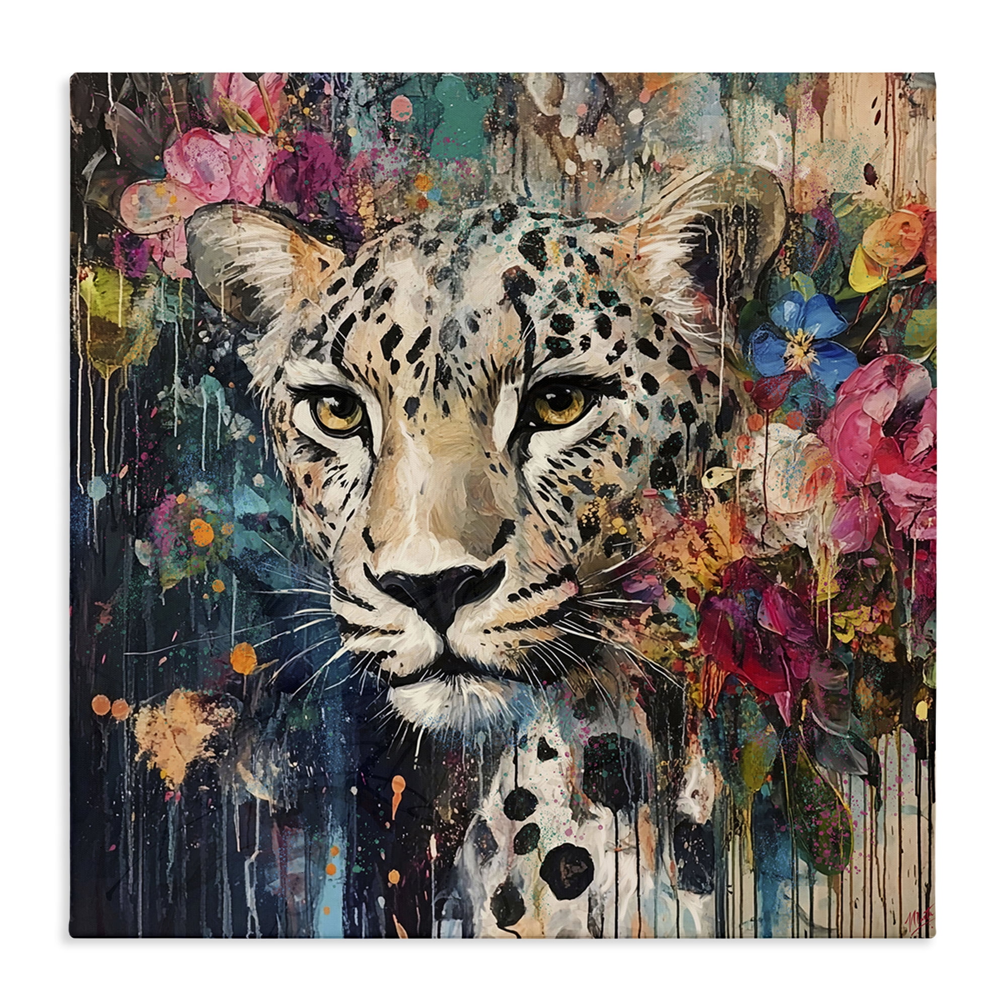 Stupell Industries Cheetah & Exotic Blooms Canvas Wall Art, design by Marta Wiley