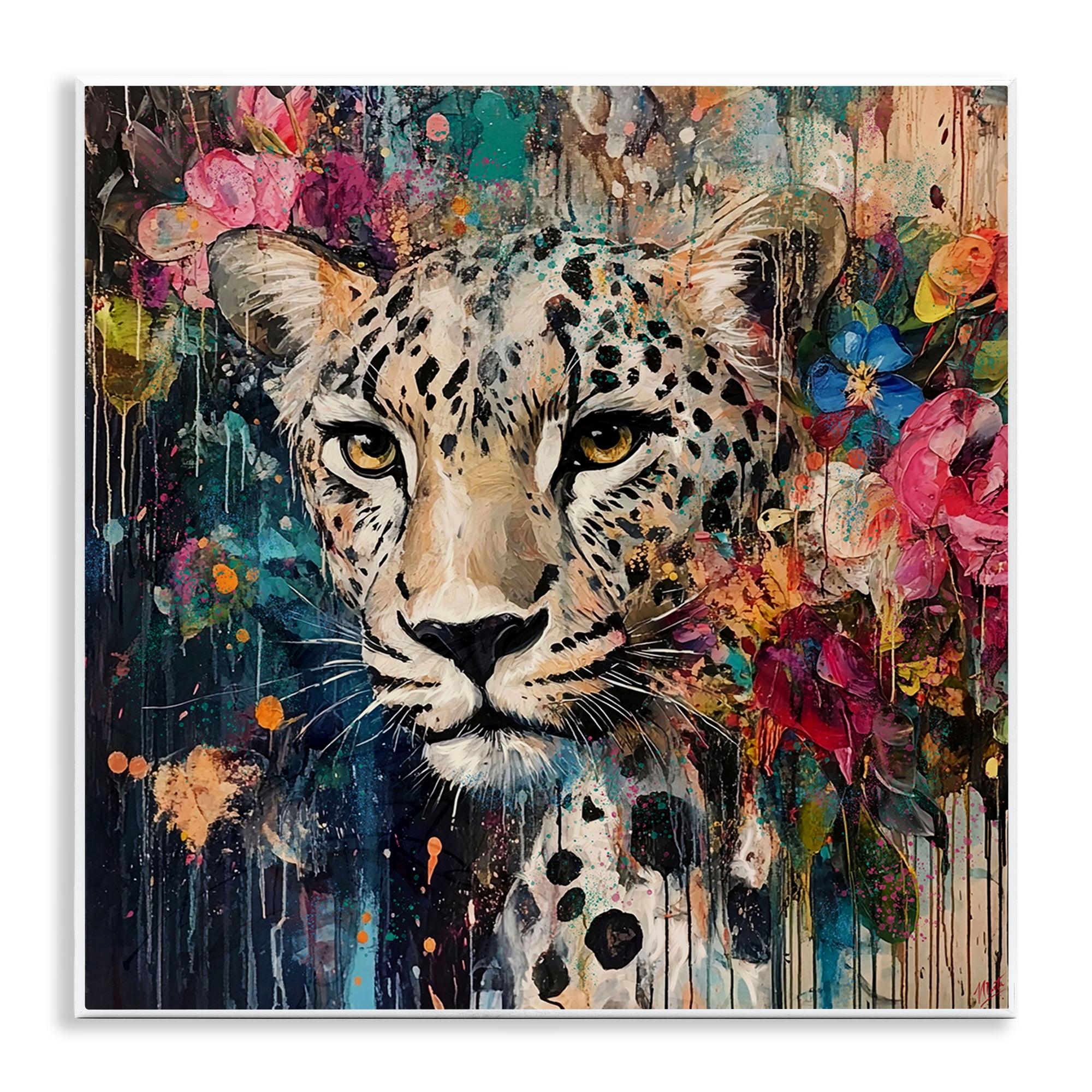 Stupell Industries Cheetah & Exotic Blooms Wall Plaque Art, design by Marta Wiley
