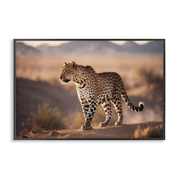 Stupell Industries Cheetah On Patrol Animals Photography Black Framed Art Print Wall Art, 24 x 16