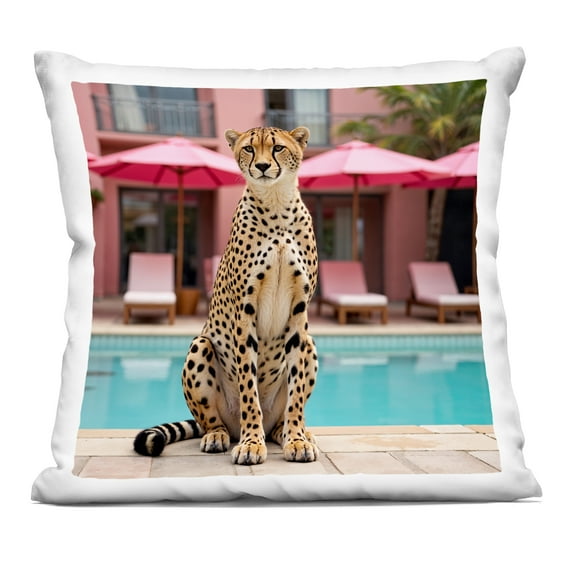 Stupell Industries Cheetah Posed at Poolside Decorative Printed Throw Pillow, design by Lettered and Lined