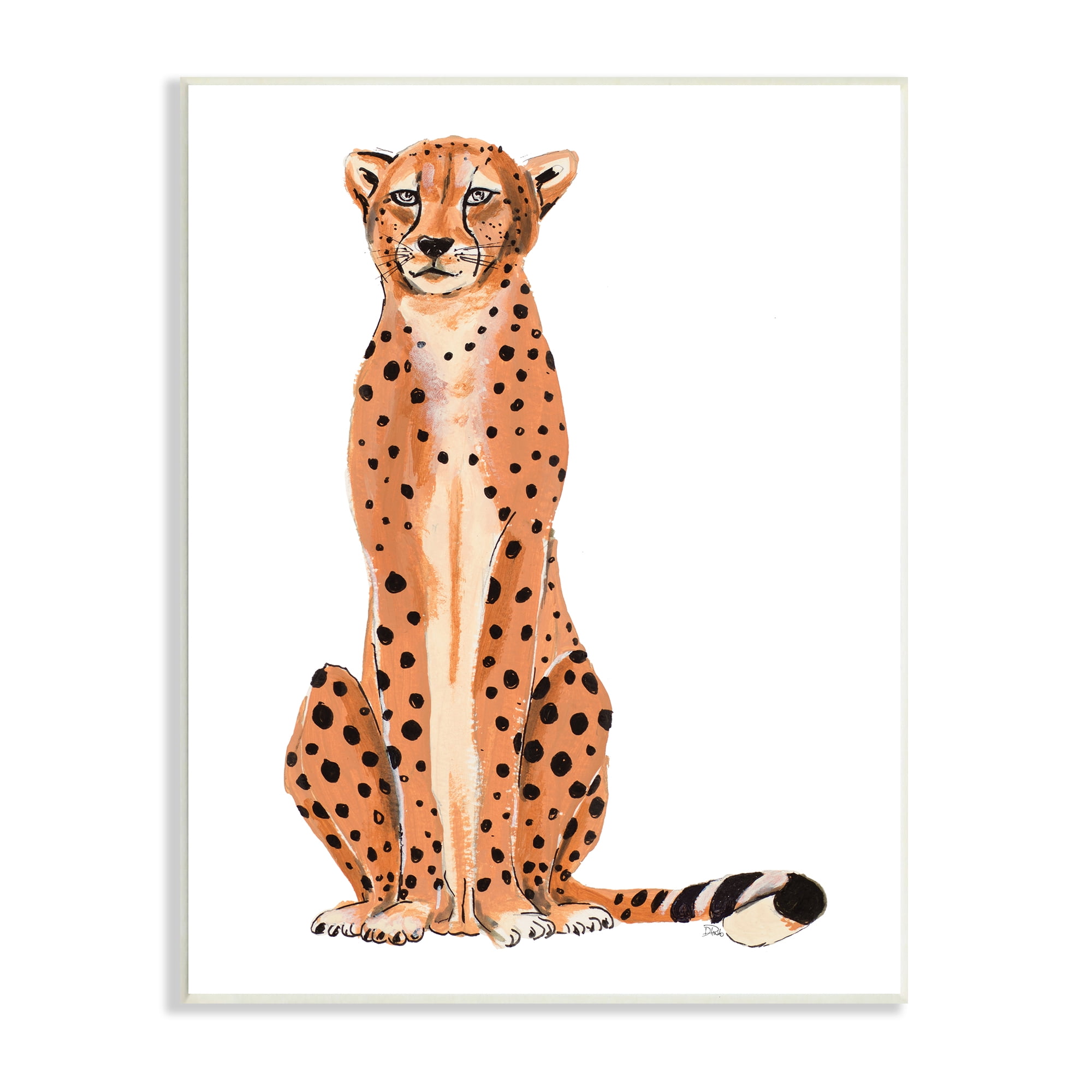 Stupell Industries Cheetah Sitting Down Relaxed Orange Black Spots , 13 x 19, Designed by Patricia Pinto