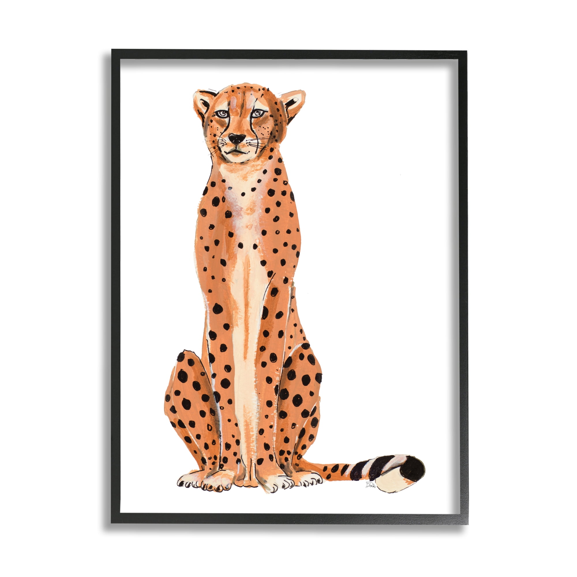 Stupell Industries Cheetah Sitting Down Relaxed Orange Black Spots , 16 x 20, Designed by Patricia Pinto