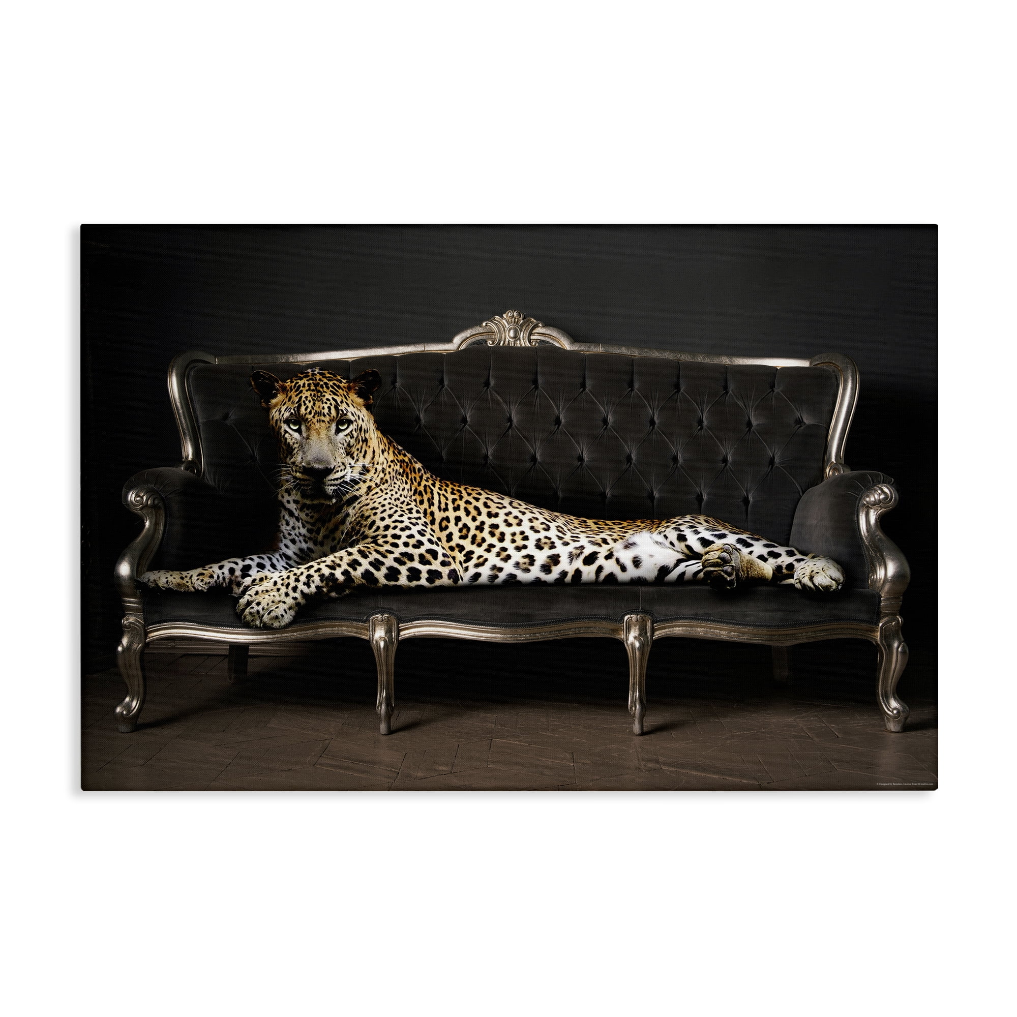 Stupell Industries Cheetah Sprawled on Couch Animals Painting Wrapped Canvas Art Print Wall Art, 24 x 16