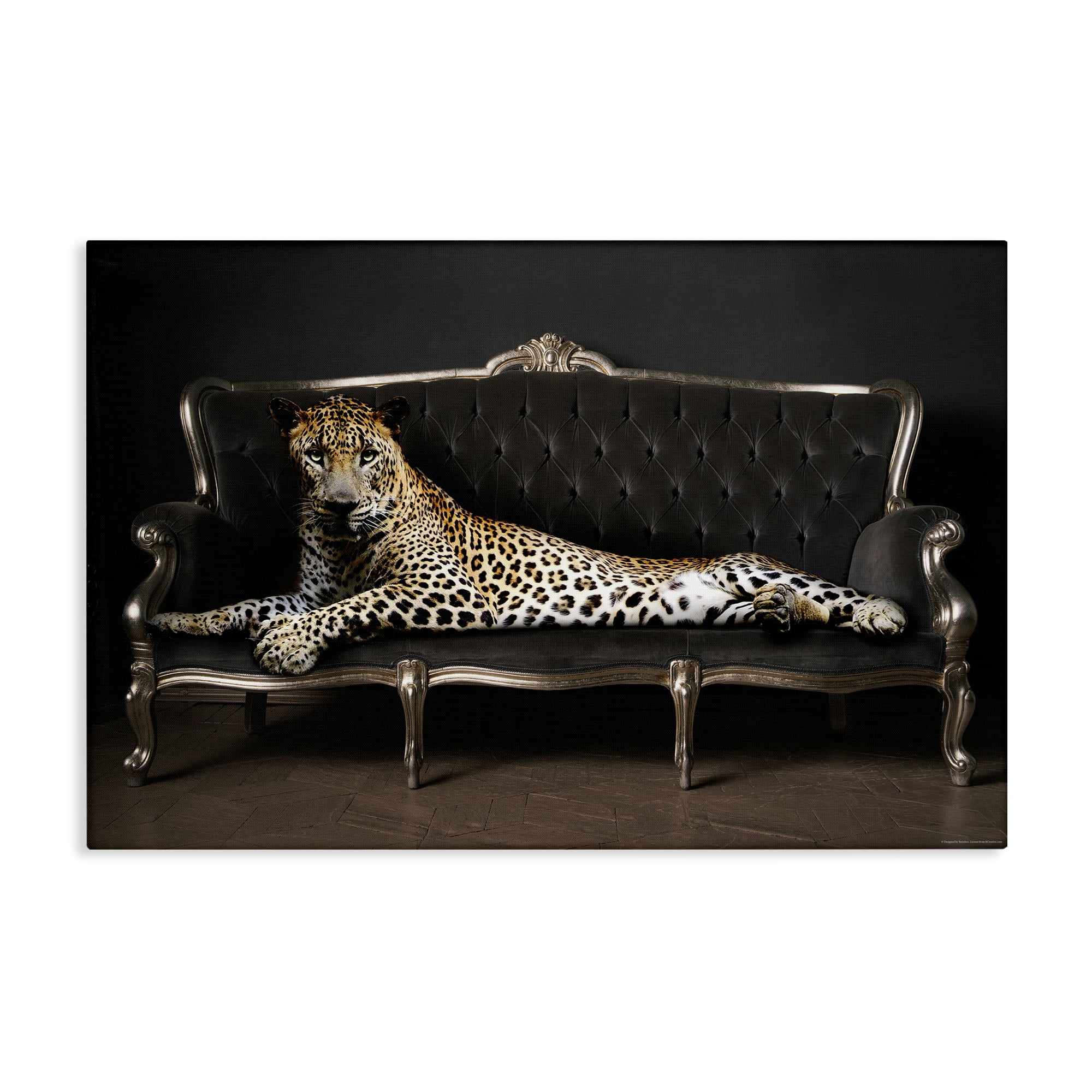 Stupell Industries Cheetah Sprawled on Couch Animals Painting Wrapped Canvas Art Print Wall Art, 36 x 24