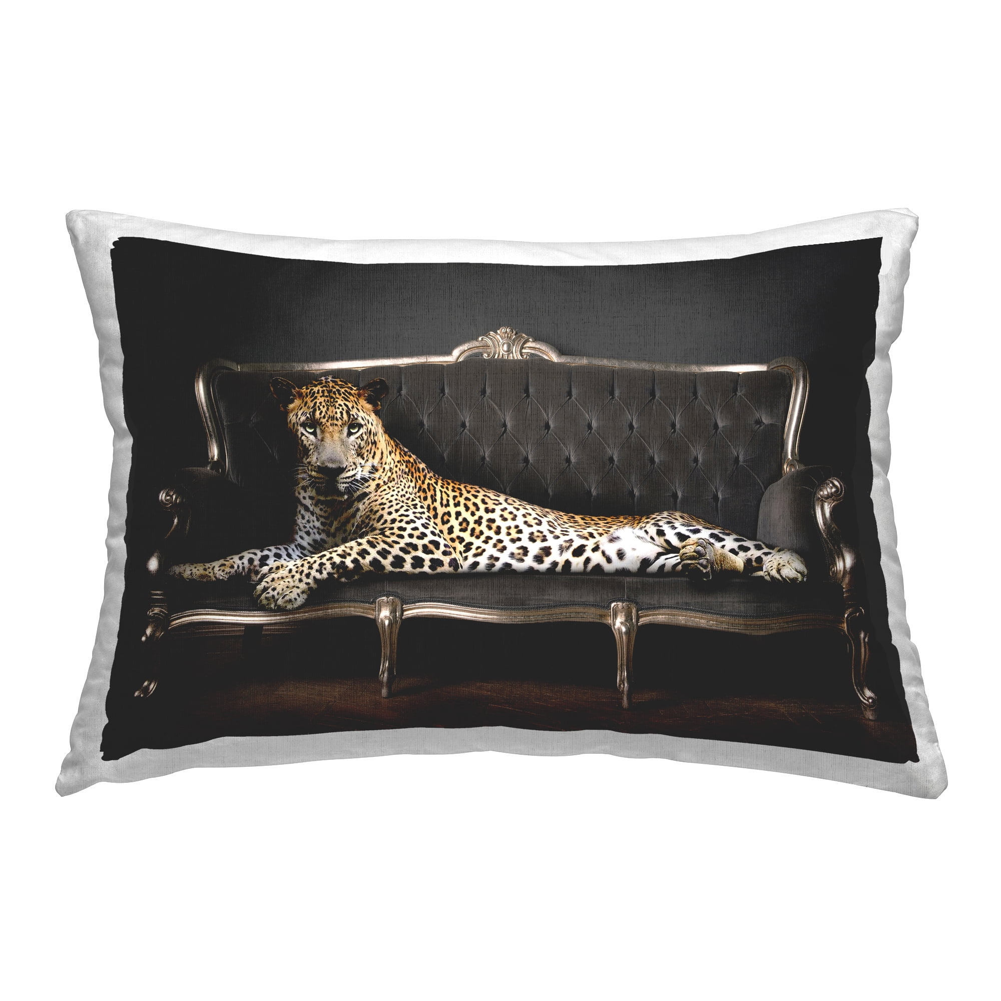 Stupell Industries Cheetah Sprawled on Couch Decorative Printed Throw Pillow Design by Reinders.