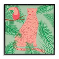 Stupell Industries Cheetah & Toucan Pastels Animals Painting Black Framed Art Print Wall Art, 12 x 12