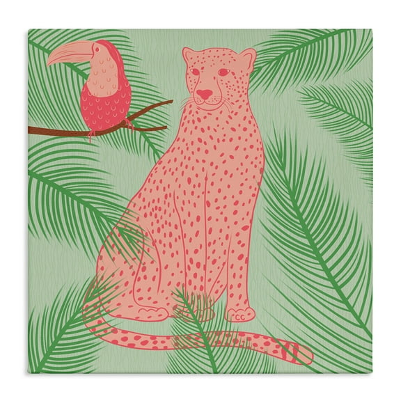 Stupell Industries Cheetah & Toucan Pastels Animals Painting Wrapped Canvas Art Print Wall Art, 17 x 17