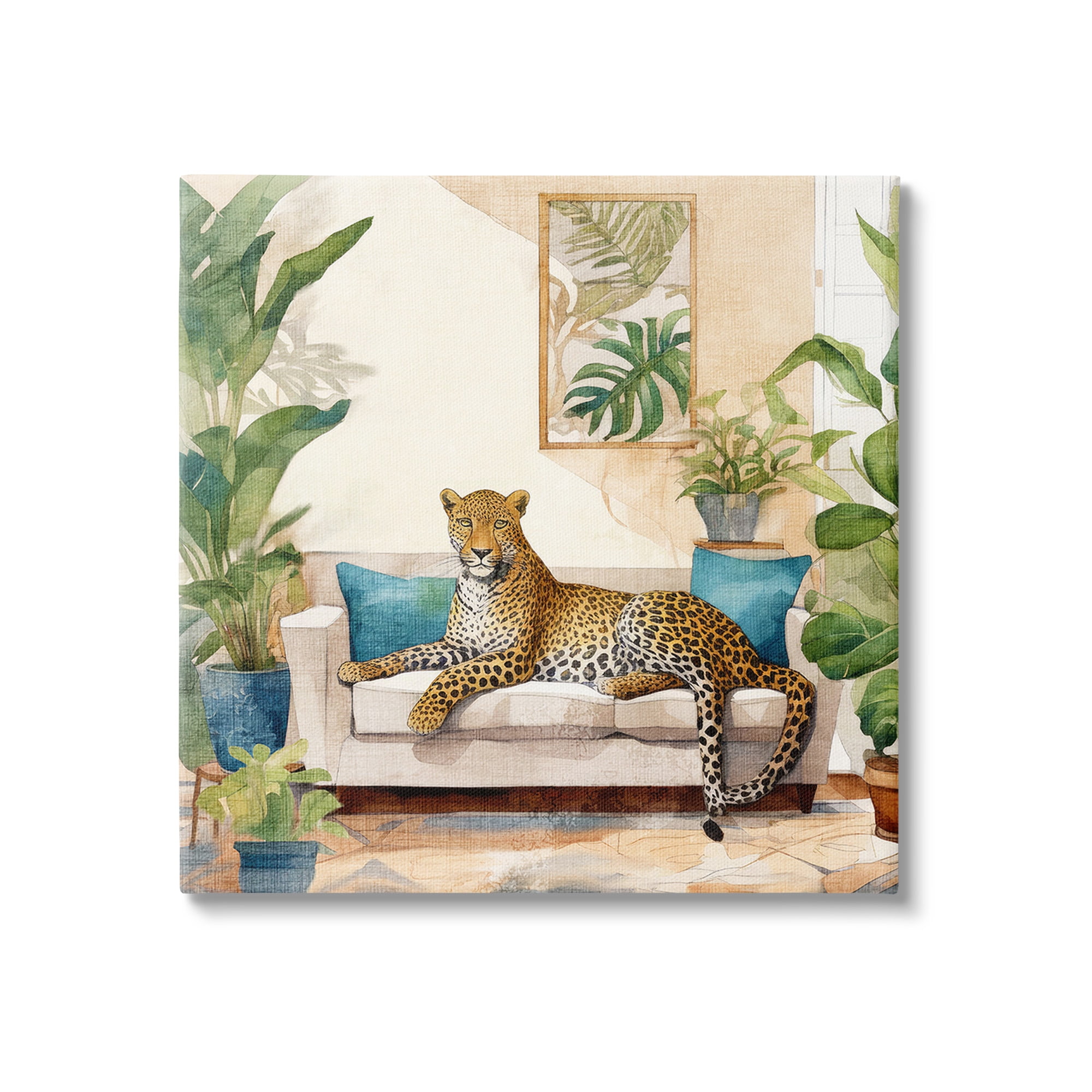 Stupell Industries Cheetah & Tropical Indoors Animals & Insects Painting Gallery Wrapped Canvas Art Print Wall Art, 36 x 36