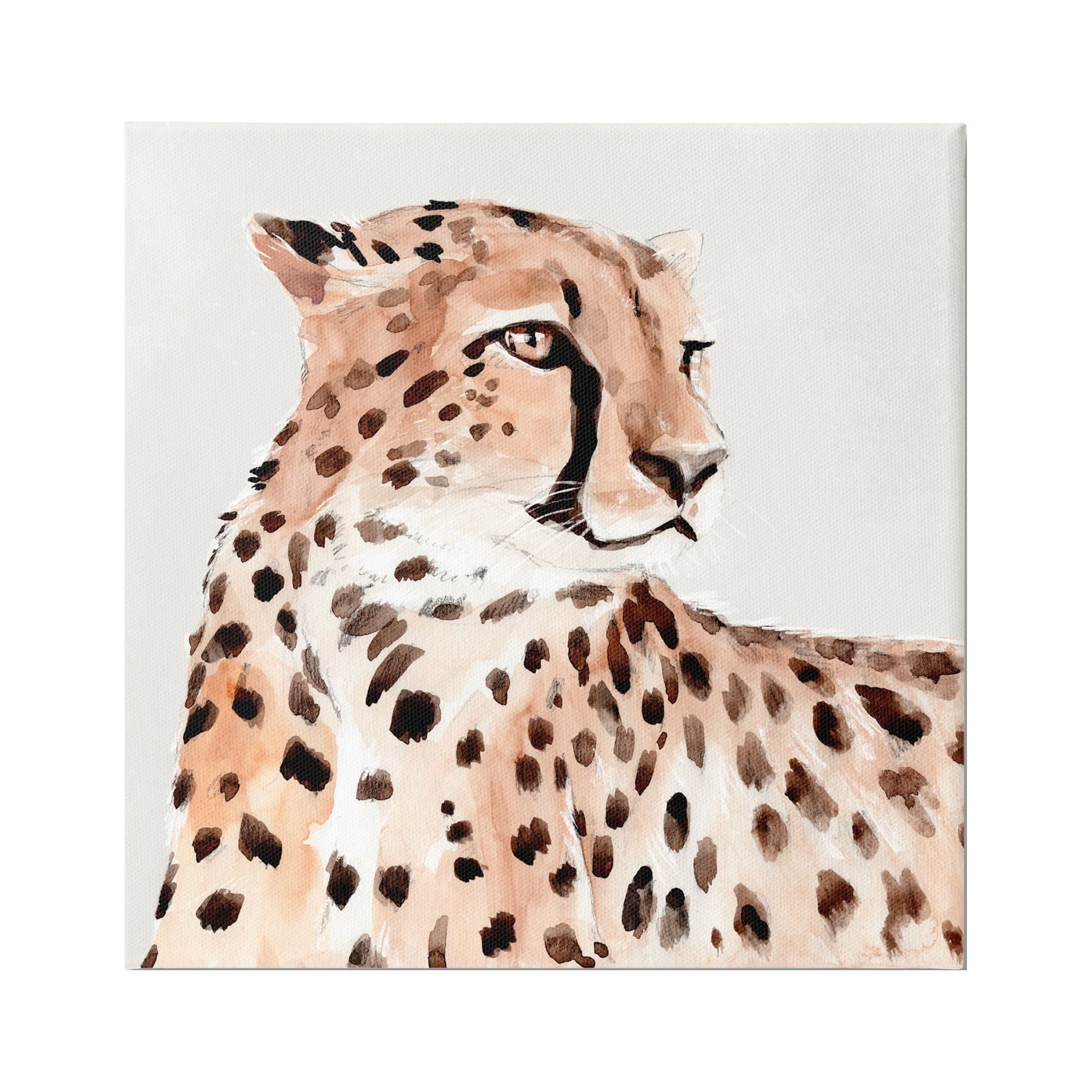 Stupell Industries Cheetah Wildlife Portrait Animals & Insects Painting Gallery Wrapped Canvas Print Wall Art, 24 x 24