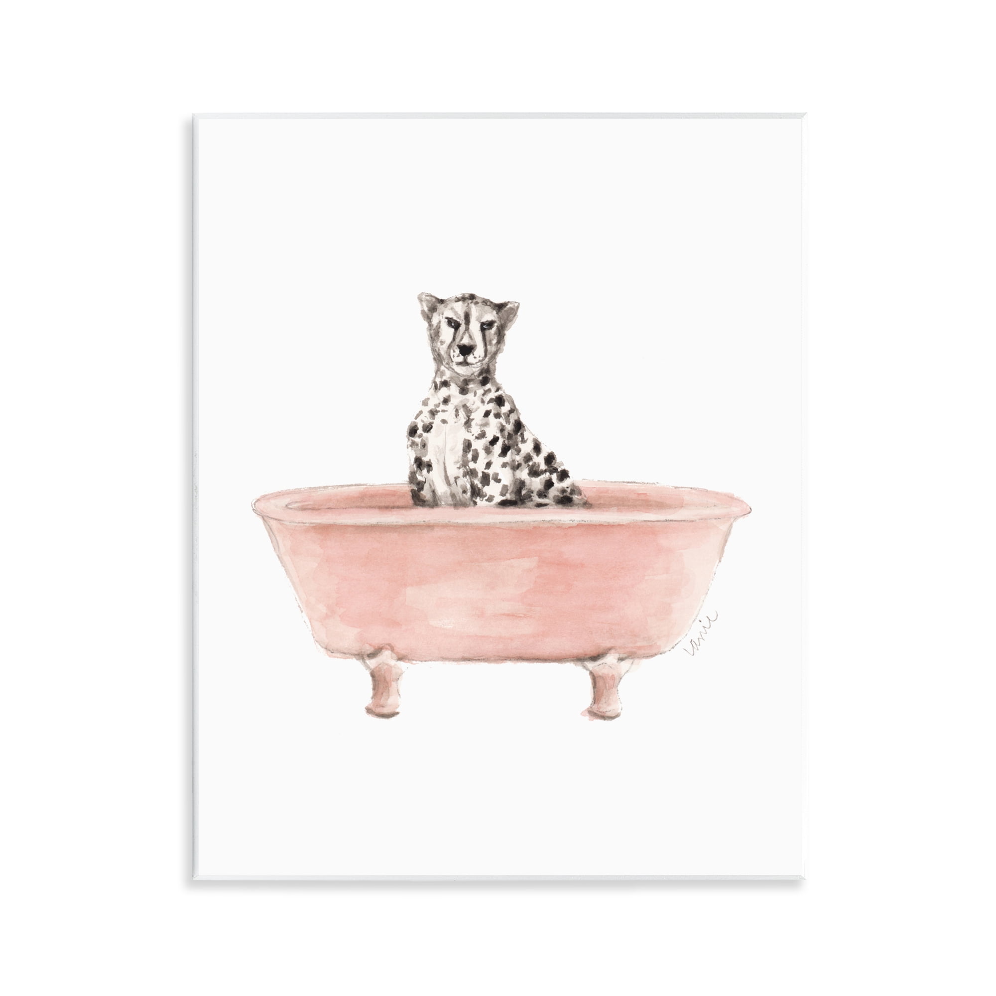 Stupell Industries Cheetah in Pink Tub Wall Plaque Art, design by Lanie Loreth