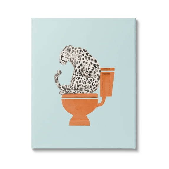 Stupell Industries Cheetah on Bathroom Toilet Animals & Insects Painting Gallery Wrapped Canvas Print Wall Art, 24 x 30