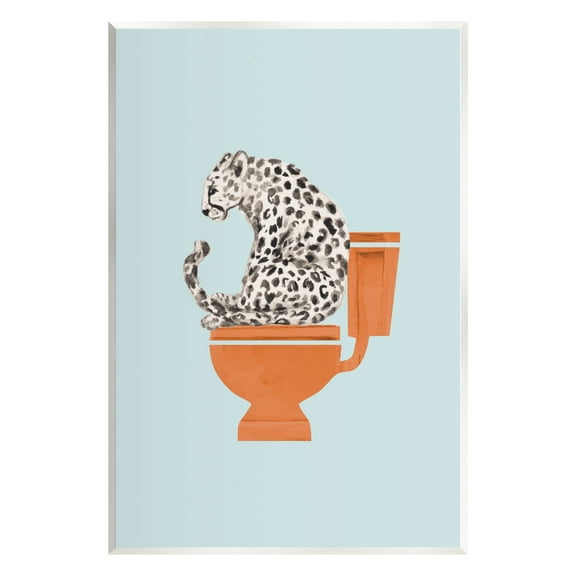 Stupell Industries Cheetah on Bathroom Toilet Animals & Insects Painting Unframed Art Print Wall Art, 13 x 19