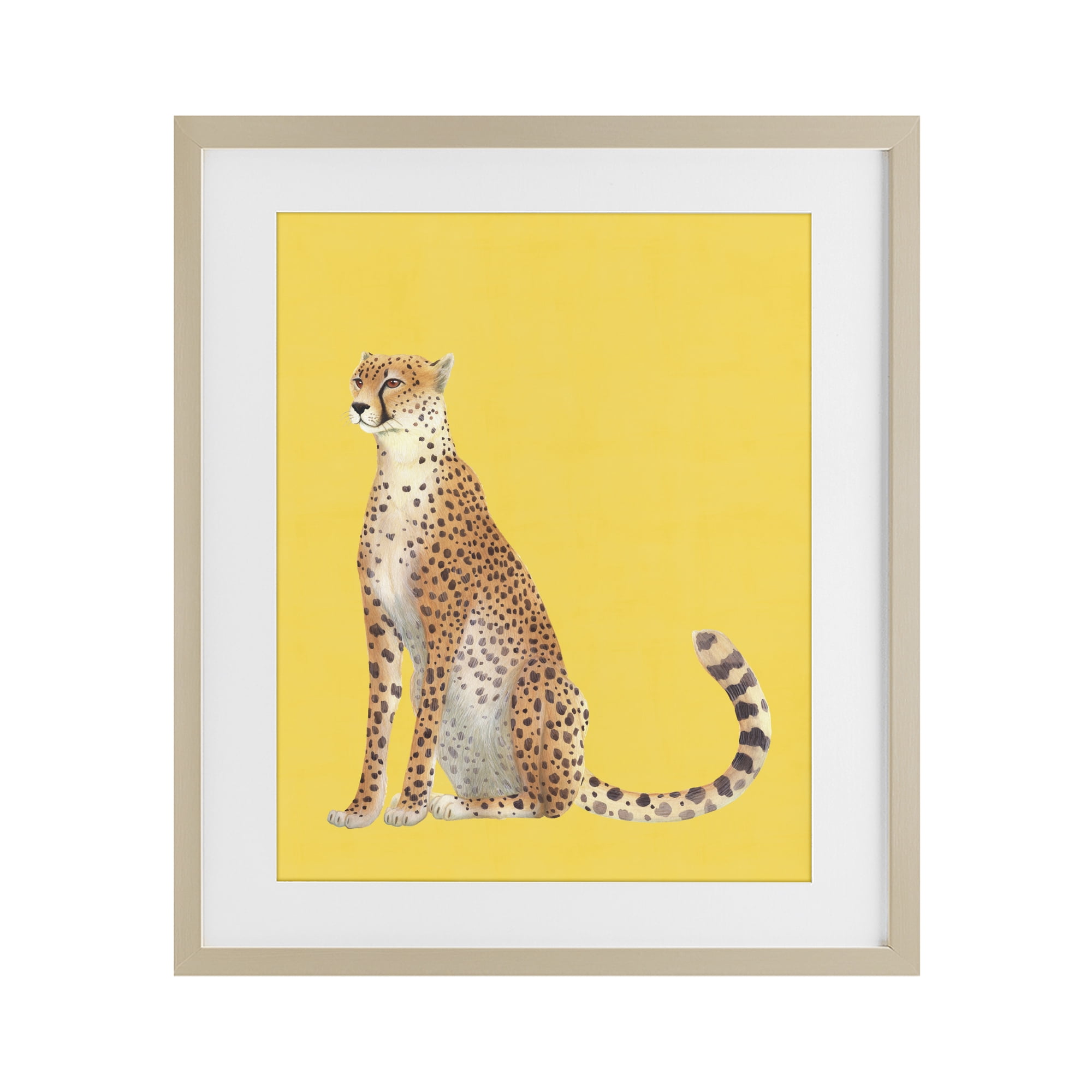 Stupell Industries Cheetah on Vibrant Yellow Birch Framed Print Under Glass, design by Karolina Sato