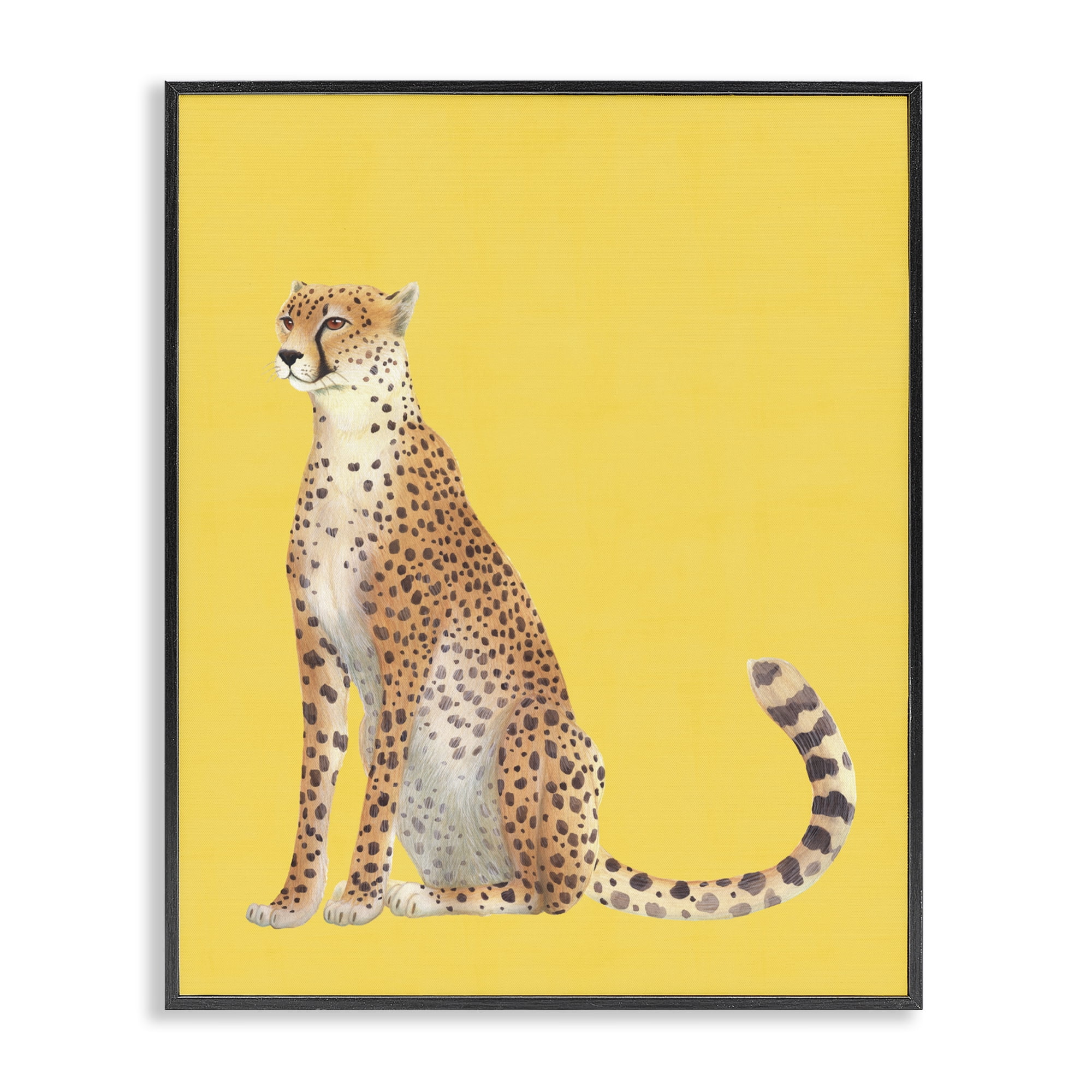 Stupell Industries Cheetah on Vibrant Yellow Black Framed Giclee Art, design by Karolina Sato