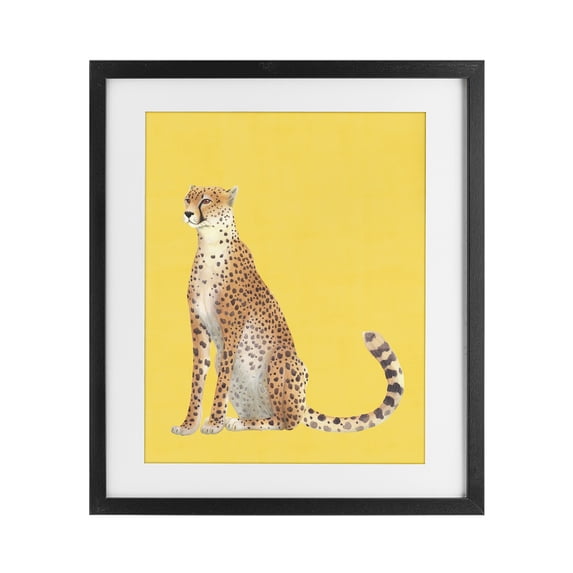 Stupell Industries Modern Cheetah on Vibrant Yellow Black Framed Print Under Glass, 13 x 16, by Karolina Sato
