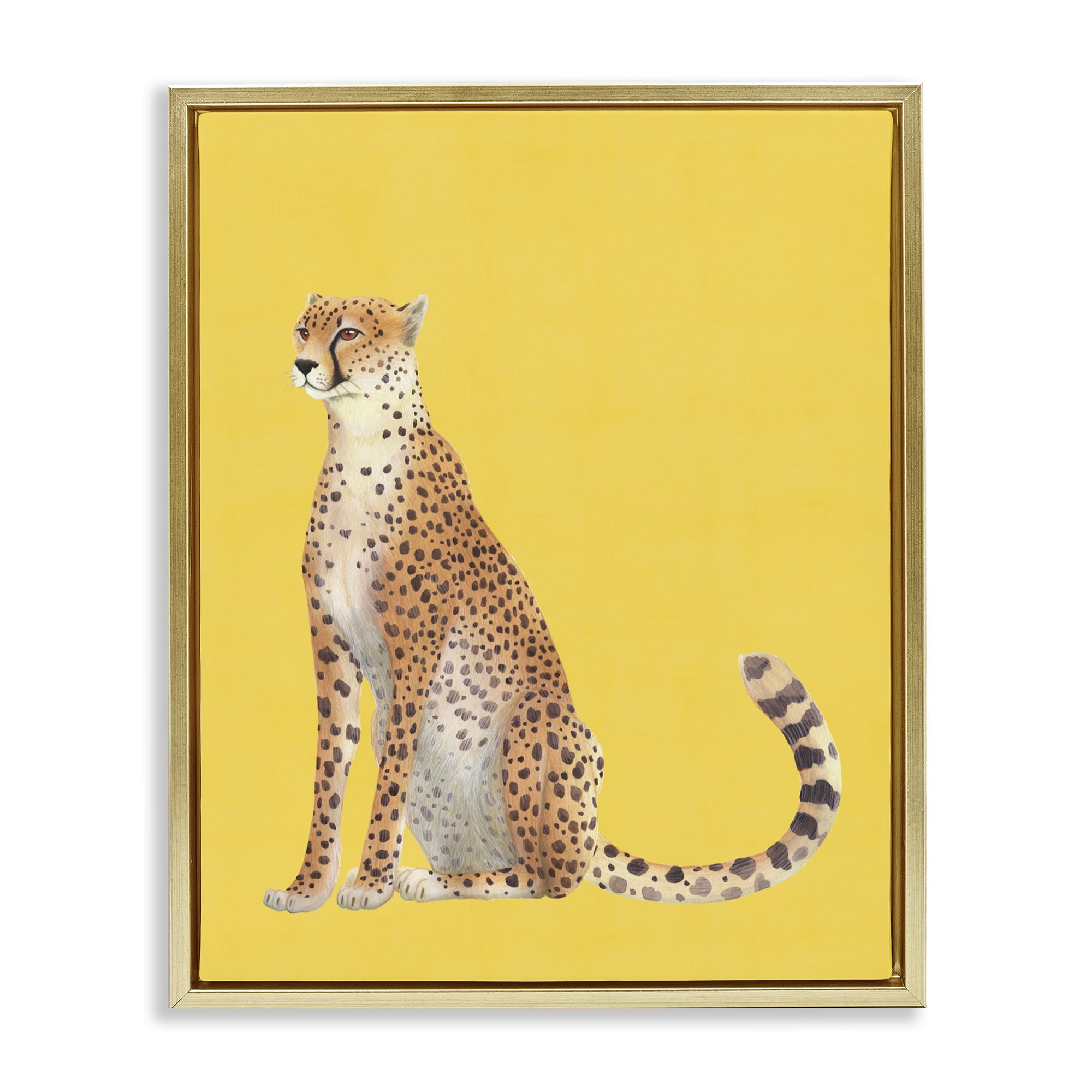 Stupell Industries Cheetah on Vibrant Yellow Gold Framed Floater Canvas Wall Art, design by Karolina Sato