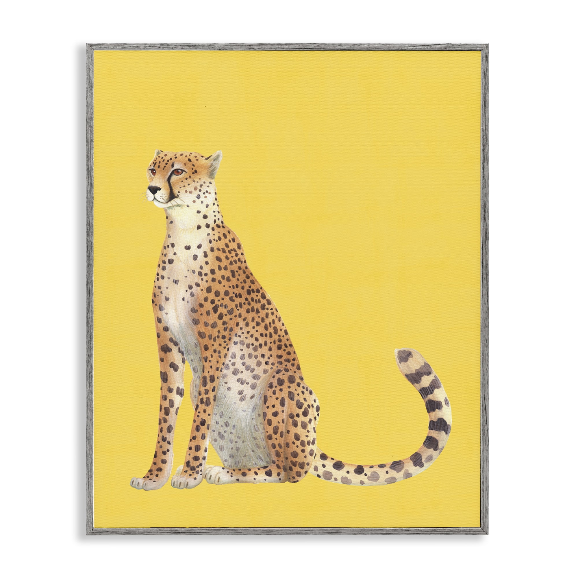 Stupell Industries Cheetah on Vibrant Yellow Gray Framed Giclee Art, design by Karolina Sato