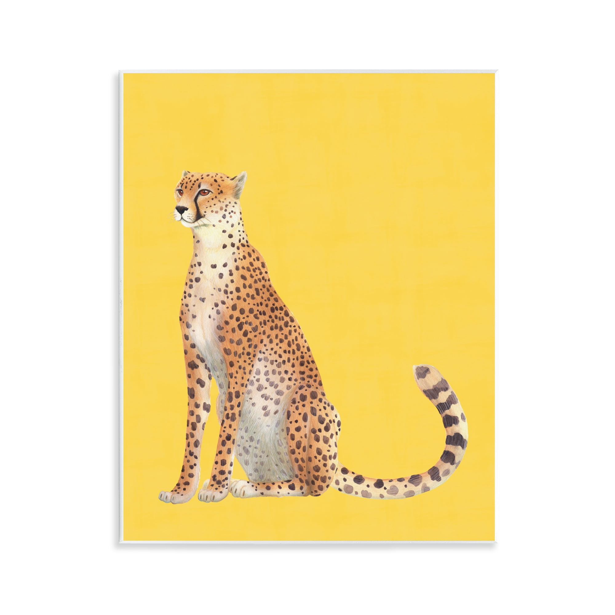 Stupell Industries Cheetah on Vibrant Yellow Wall Plaque Art, design by Karolina Sato