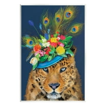 Stupell Industries Cheetah with Feather Hat Animals & Insects Painting Unframed Art Print Wall Art, 10 x 15