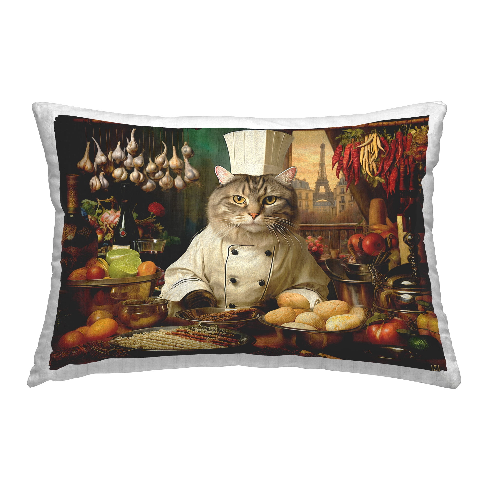 Stupell Industries Chef Cat in Kitchen Decorative Printed Throw Pillow Design by Michael David Ward