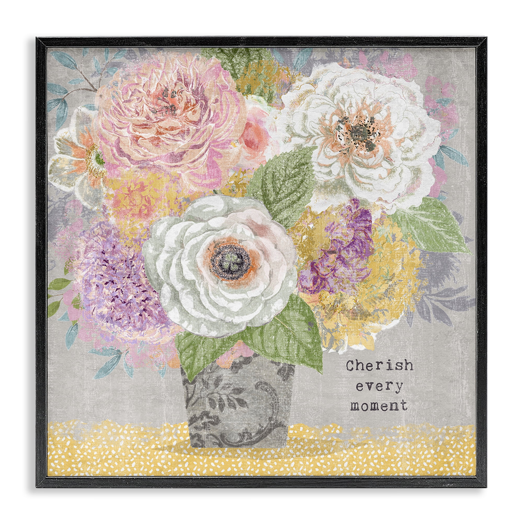 Stupell Industries Cherish Every Moment Inspiration Black Framed Giclee Art, design by Suzanne Nicoll
