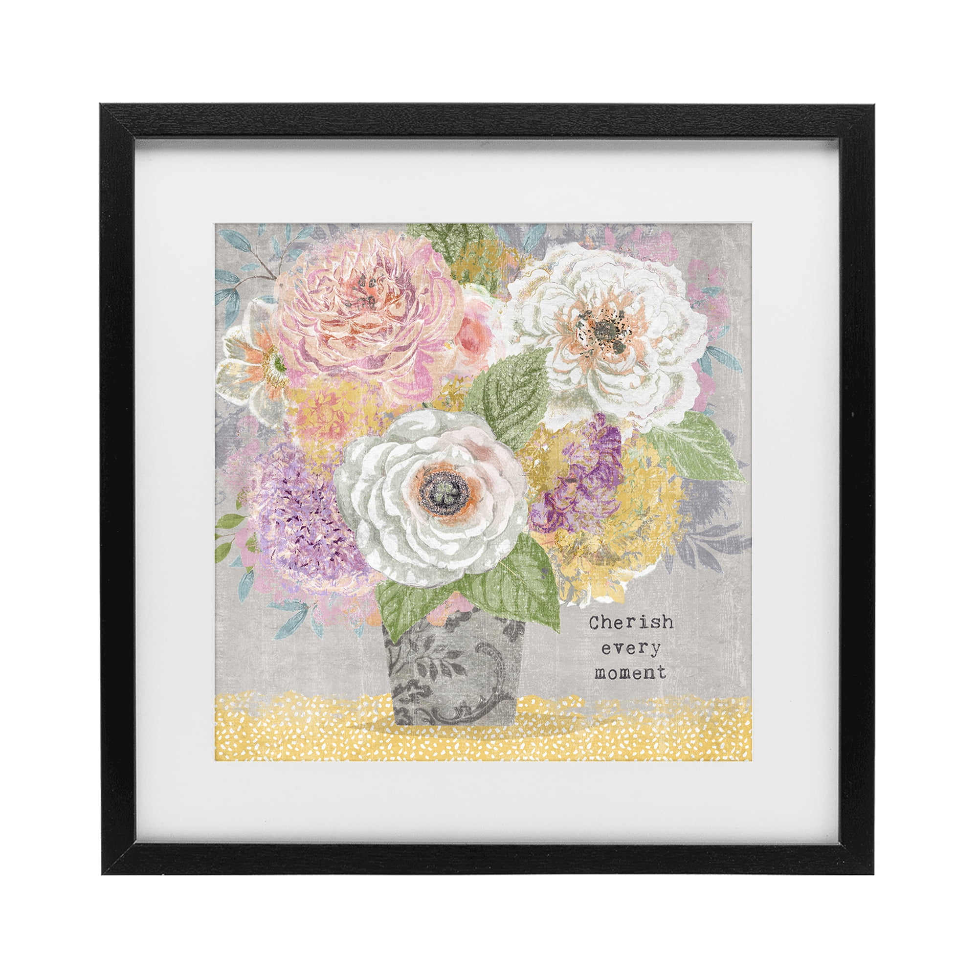 Stupell Industries Cherish Every Moment Inspiration Black Framed Print Under Glass, design by Suzanne Nicoll