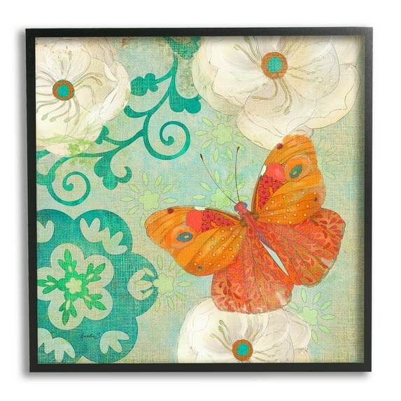 Stupell Industries Cherokee Rose Butterfly Animals & Insects Painting Black Framed Art Print Wall Art, 17 x 17