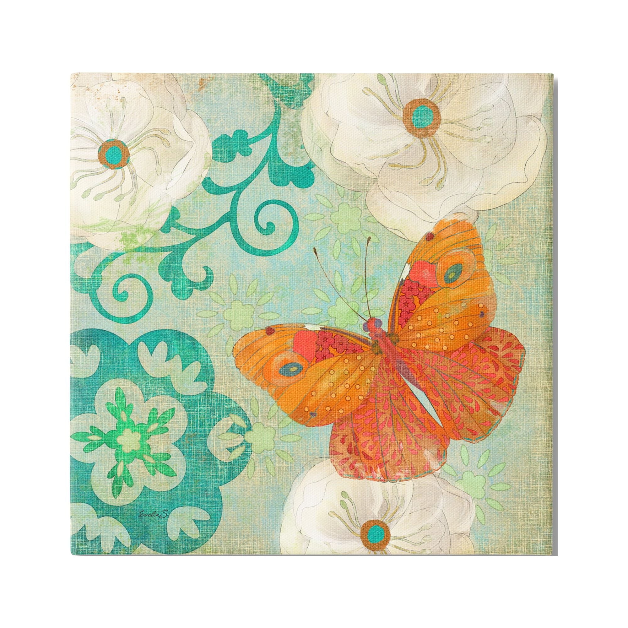 Stupell Industries Cherokee Rose Butterfly Animals & Insects Painting Gallery Wrapped Canvas Art Print Wall Art, 30 x 30