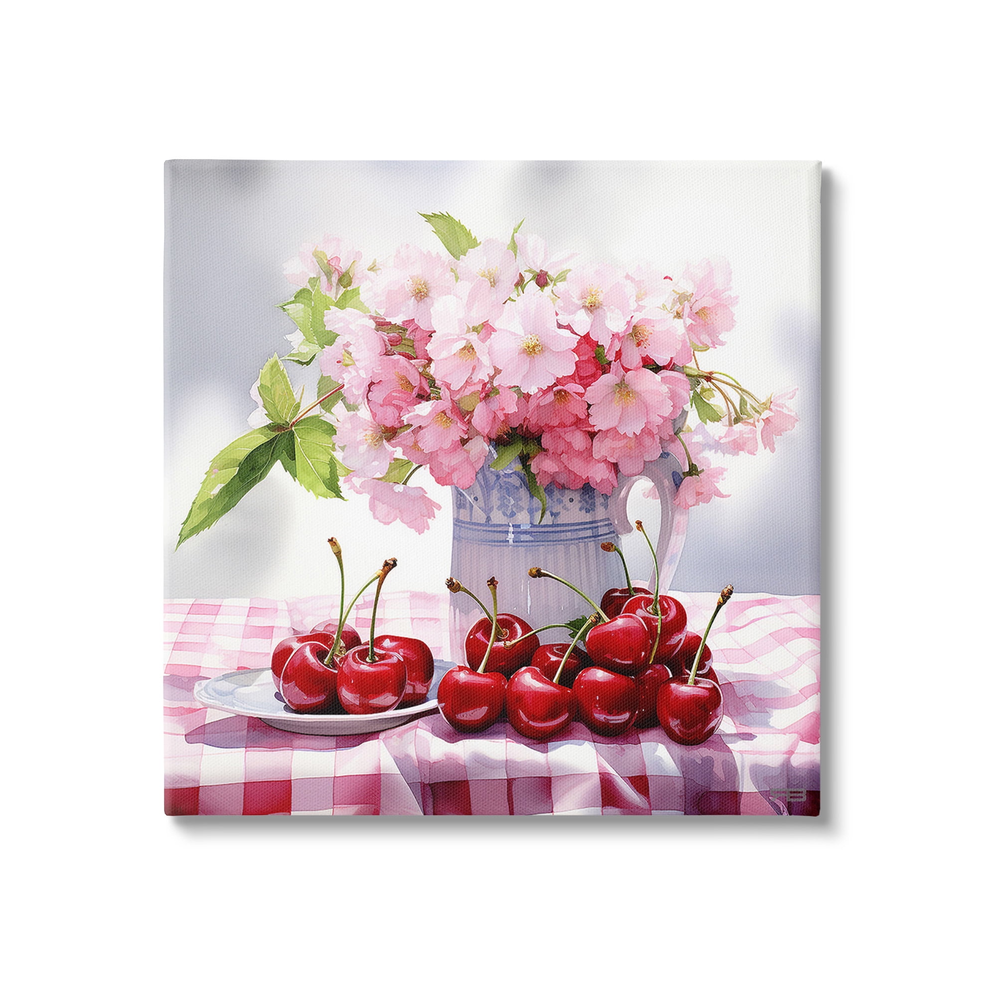 Stupell Industries Cherries & Blossoms Bouquet Botanical & Floral Painting Gallery Wrapped Canvas Art Print Wall Art, 30 x 30