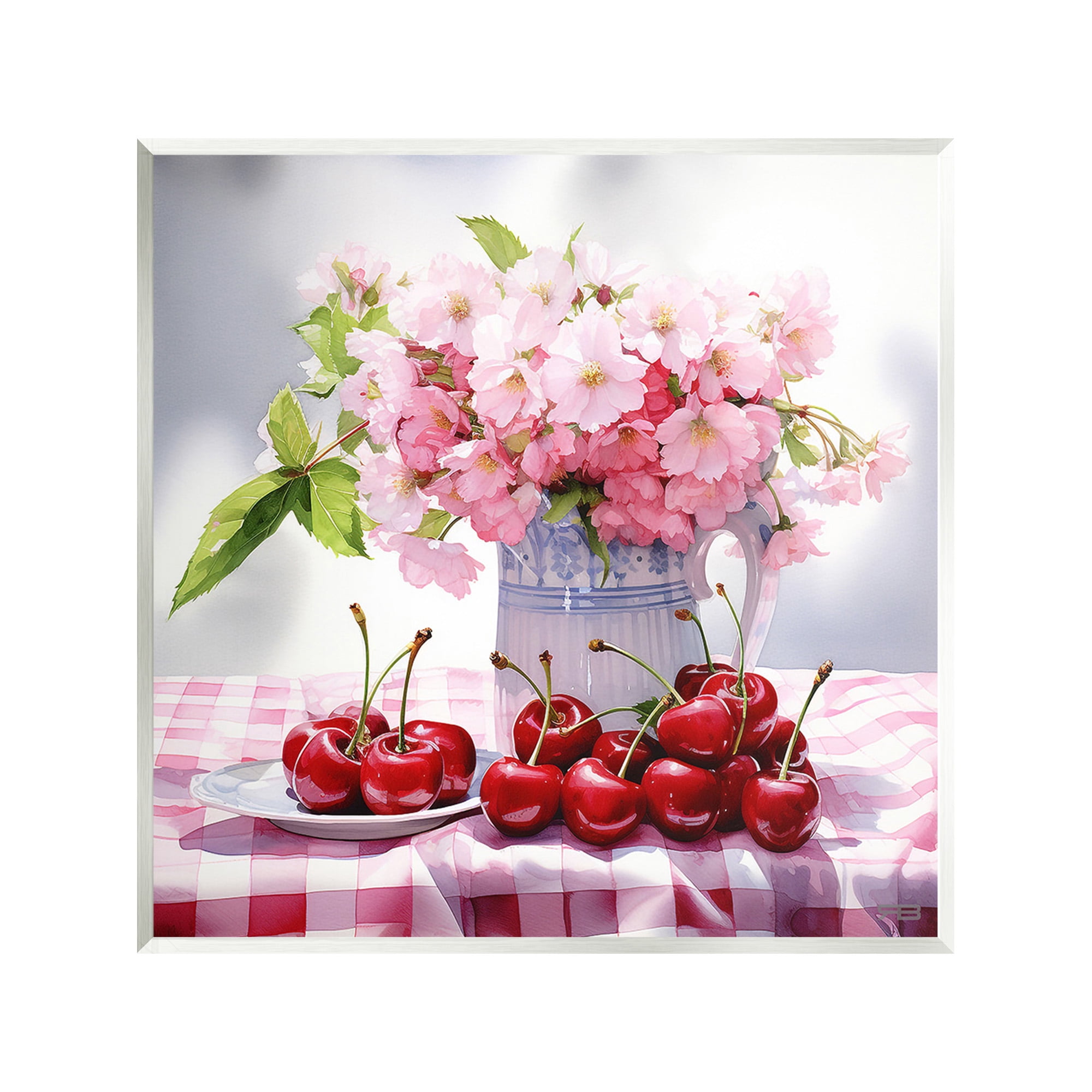 Stupell Industries Cherries & Blossoms Bouquet Botanical & Floral Painting Unframed Art Print Wall Art, 12 x 12