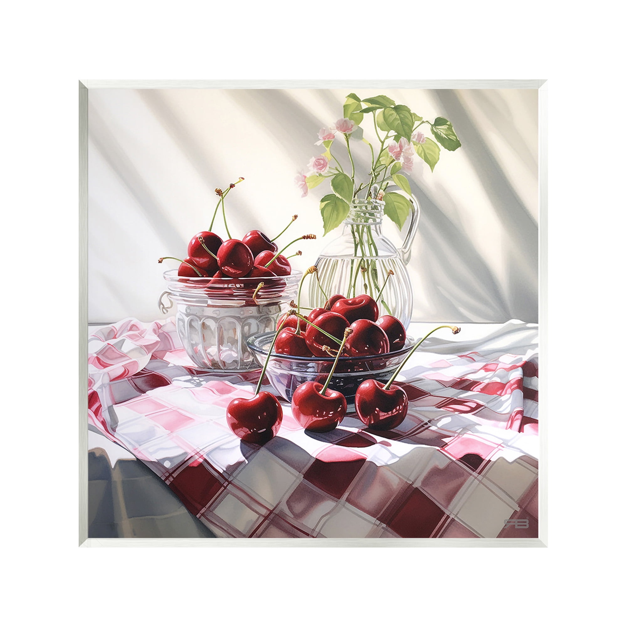 Stupell Industries Cherries & Botanicals Food & Beverage Painting Unframed Art Print Wall Art, 12 x 12