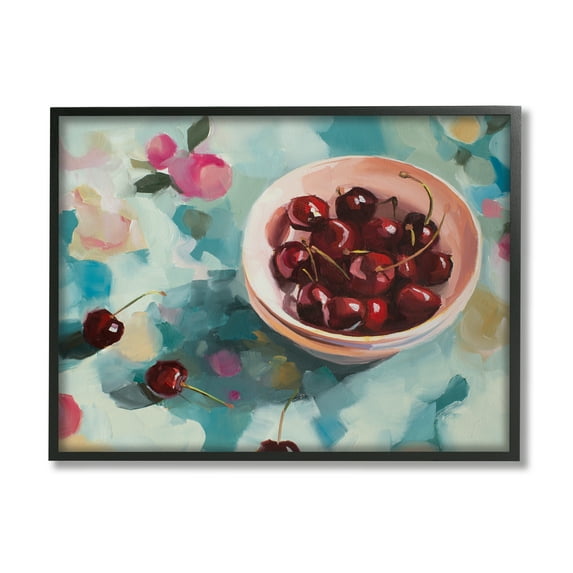 Stupell Industries Cherries Still Life Painting Food & Beverage Painting Black Framed Art Print Wall Art, 20 x 16