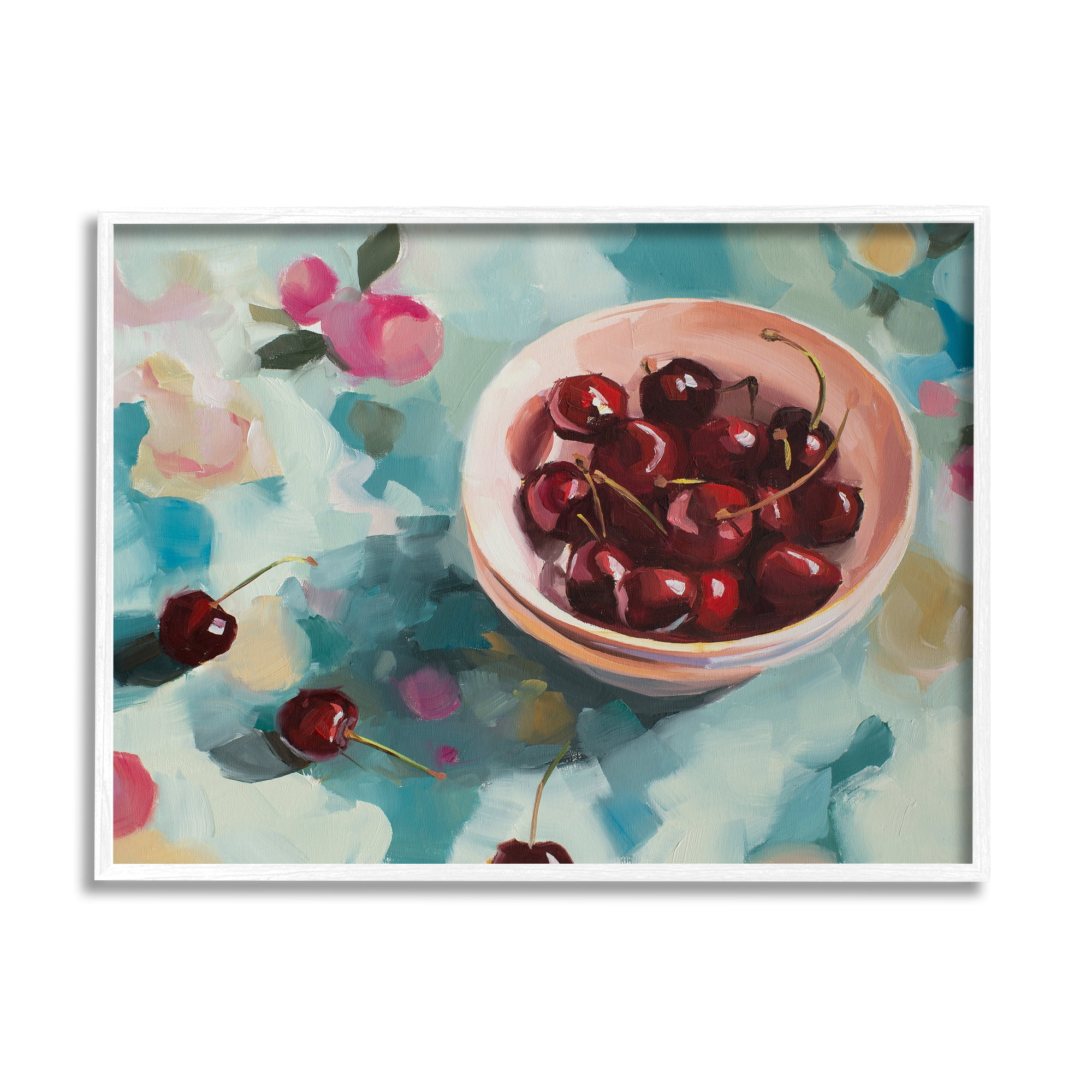 Stupell Industries Cherries Still Life Painting Food & Beverage Painting White Framed Art Print Wall Art, 14 x 11