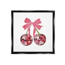 Stupell Industries Cherries & Striped Bow Food & Beverage Painting Black Floater Framed Canvas Art Print Wall Art, 18 x 18