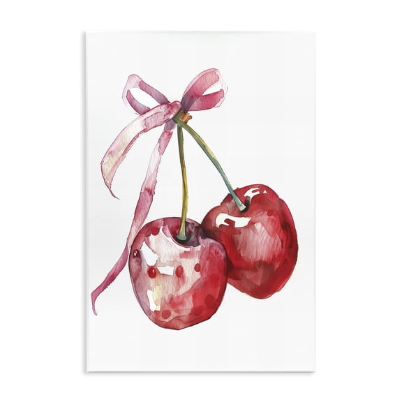 Stupell Industries Cherries Tied in Ribbon Food & Beverage Painting Unframed Art Print Wall Art, 13 x 19