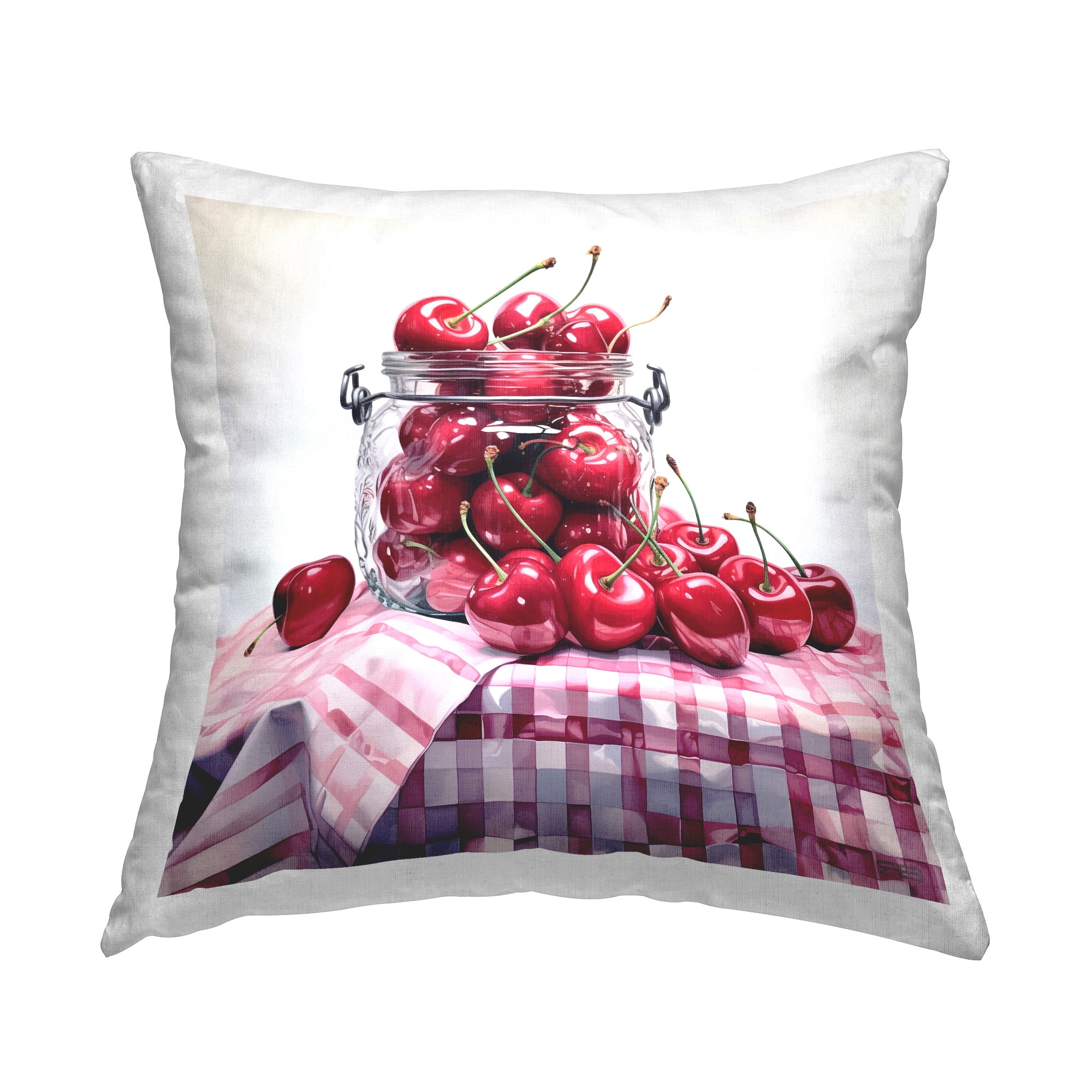 Stupell Industries Cherries in Country Jar Decorative Printed Throw Pillow Design by RB