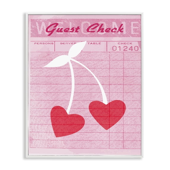 Stupell Industries Cherries on Guest Check Fashion Painting White Framed Art Print Wall Art, 11 x 14