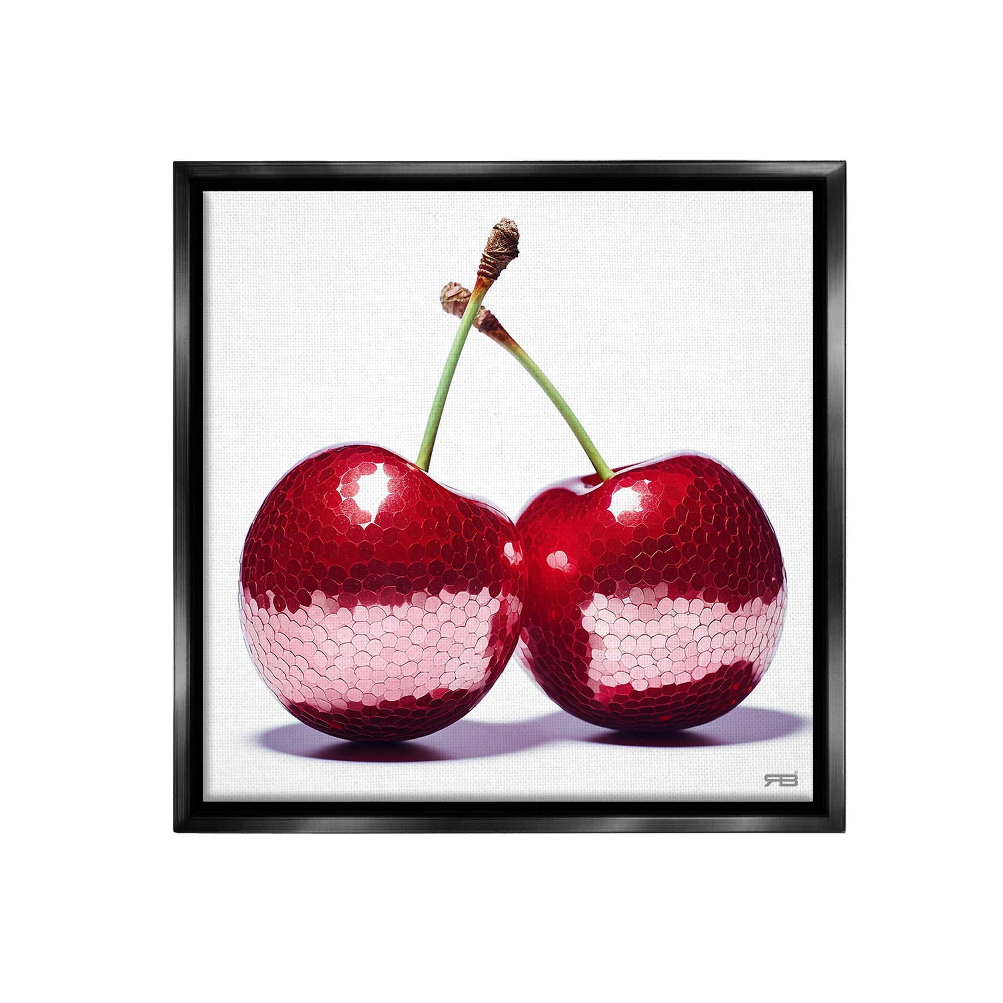 Stupell Industries Cherries with Reflection Food & Beverage Painting Black Floater Framed Canvas Art Print Wall Art, 18 x 18