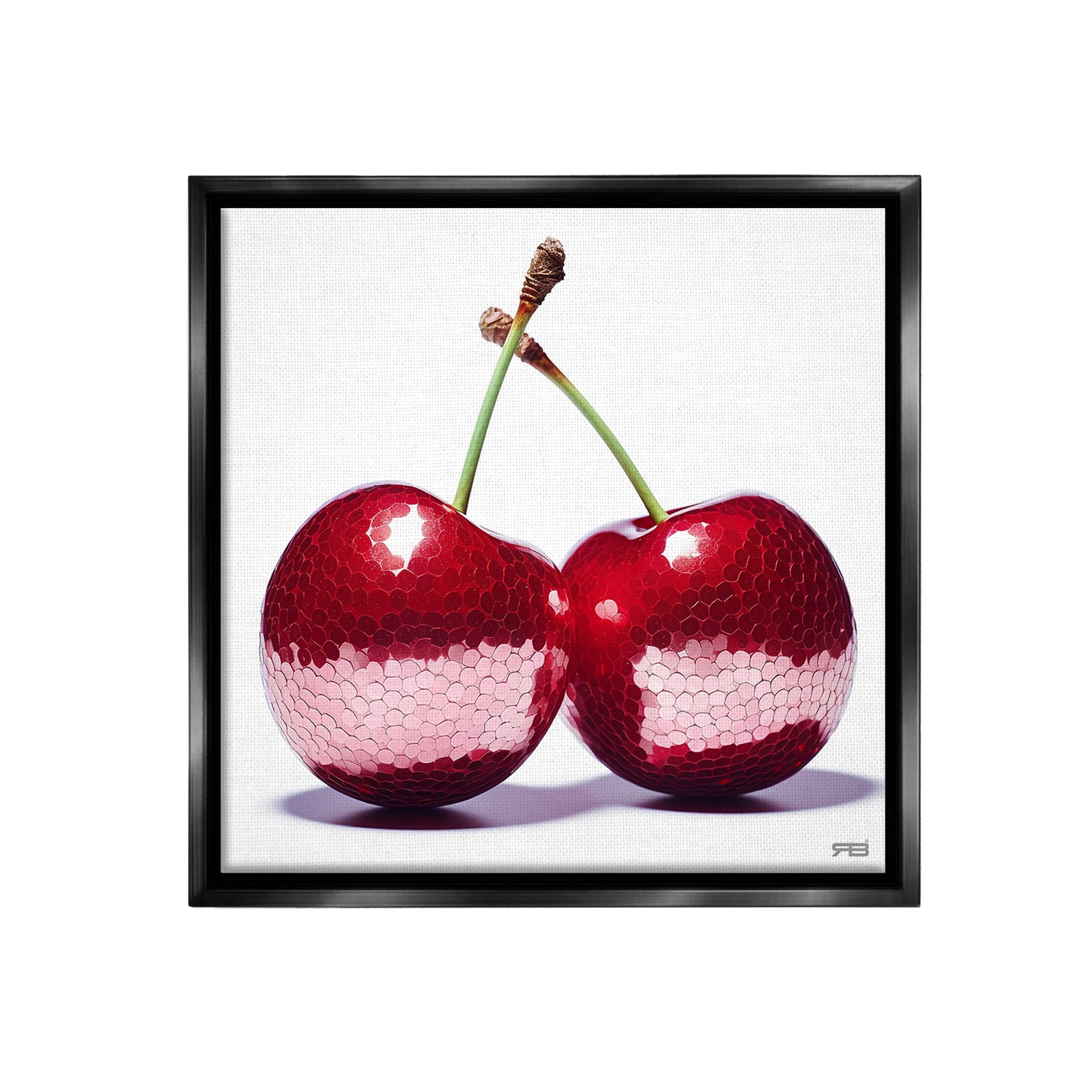 Stupell Industries Cherries with Reflection Food & Beverage Painting Black Floater Framed Canvas Art Print Wall Art, 25 x 25