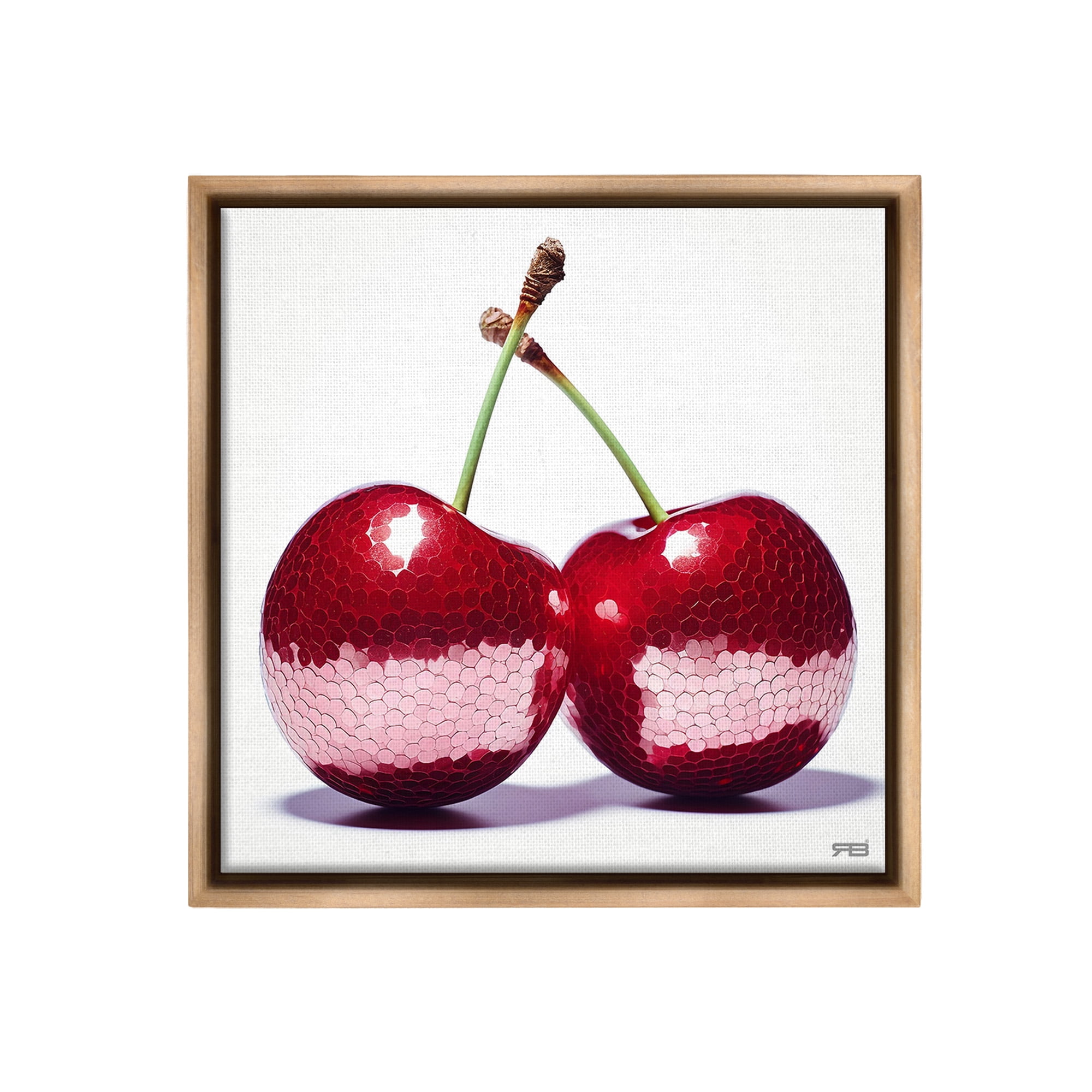 Stupell Industries Cherries with Reflection Food & Beverage Painting Brown Floater Framed Canvas Art Print Wall Art, 25 x 25