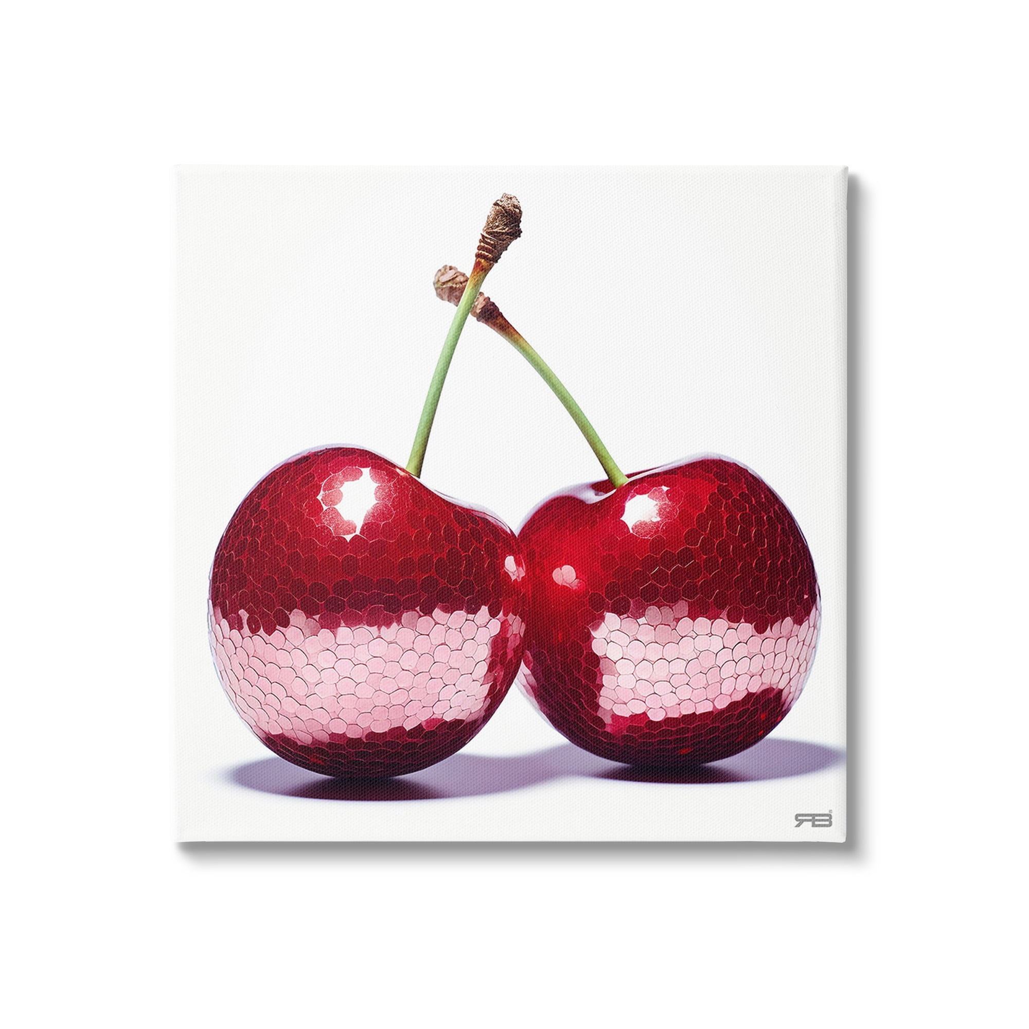 Stupell Industries Cherries with Reflection Food & Beverage Painting Gallery Wrapped Canvas Art Print Wall Art, 17 x 17