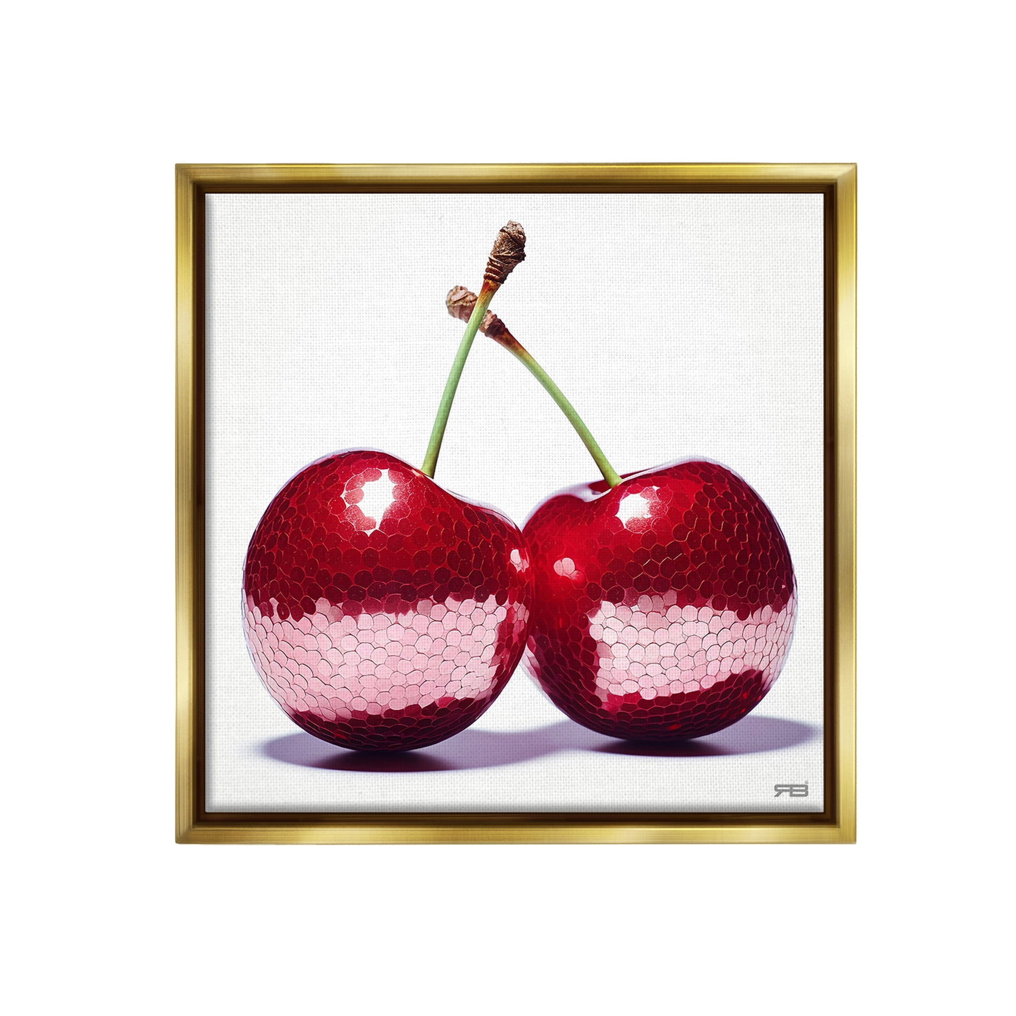Stupell Industries Cherries with Reflection Food & Beverage Painting Gold Floater Framed Canvas Art Print Wall Art, 18 x 18