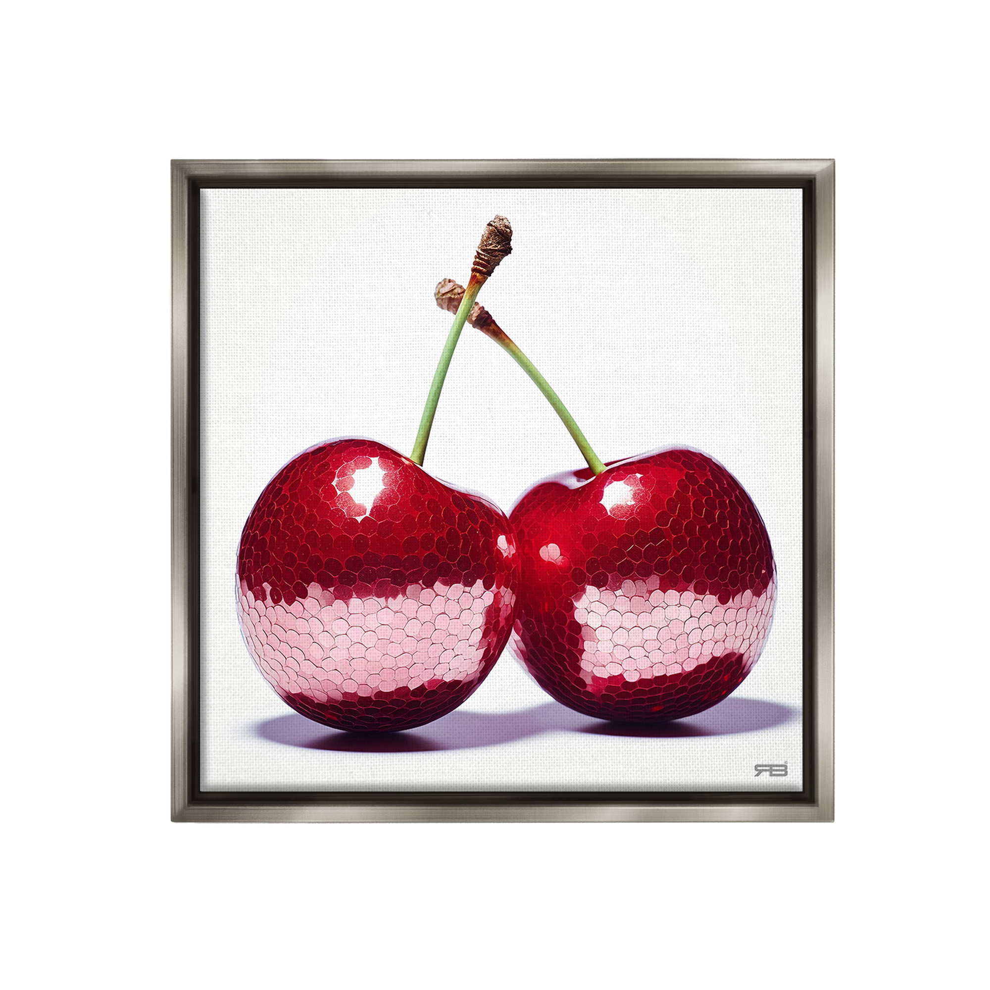 Stupell Industries Cherries with Reflection Food & Beverage Painting Gray Floater Framed Canvas Art Print Wall Art, 25 x 25