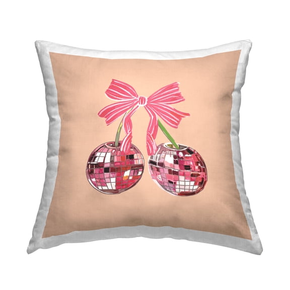 Stupell Industries Cherries with Ribbon Decorative Printed Throw Pillow Design by Amelia Noyes