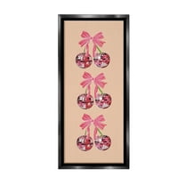 Stupell Industries Cherries with Ribbons Food & Beverage Painting Black Floater Framed Canvas Art Print Wall Art, 11 x 25